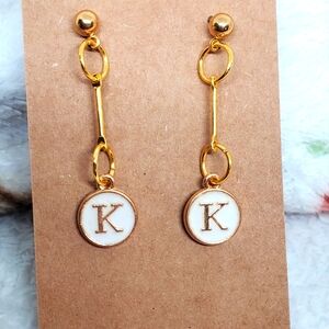 7/$10 K Initial Earrings, New
